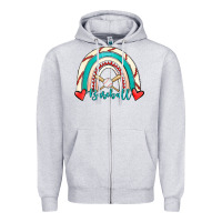 Heather Grey Baseball Rainbow Zipper Hoodie - RanaPortraitStore