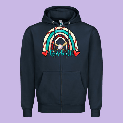 Baseball Rainbow Zipper Hoodie Designed By Ranaportraitstore