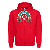 Red Baseball Rainbow Zipper Hoodie - RanaPortraitStore