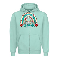 Seafoam Baseball Rainbow Zipper Hoodie - RanaPortraitStore