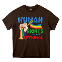 Chocolate Brown Human Rights Are Not Optional Heavy Core Tee - BundleAndBundleShop