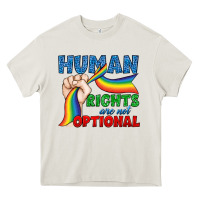 Cream Human Rights Are Not Optional Heavy Core Tee - BundleAndBundleShop