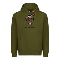 Army Green mill valley, california native american orca killer whale raglan baseb Premium Hoodie - linhVisuals