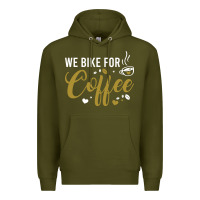 Army Green we bike for coffee t shirt Premium Hoodie - linhVisuals