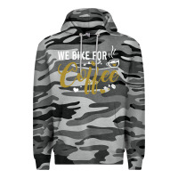 Slate Camo we bike for coffee t shirt Premium Hoodie - linhVisuals