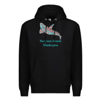Black san juan islands upward orca killer whale native american raglan baseb Premium Hoodie - linhVisuals