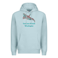 Blue Mist san juan islands upward orca killer whale native american raglan baseb Premium Hoodie - linhVisuals