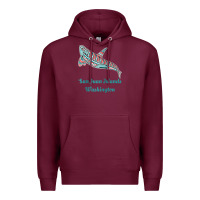 Burgundy san juan islands upward orca killer whale native american raglan baseb Premium Hoodie - linhVisuals