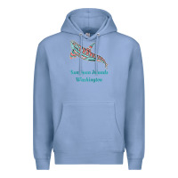Colony Blue san juan islands upward orca killer whale native american raglan baseb Premium Hoodie - linhVisuals