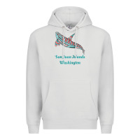 Dove Grey san juan islands upward orca killer whale native american raglan baseb Premium Hoodie - linhVisuals