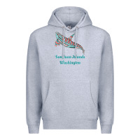 Heather Grey san juan islands upward orca killer whale native american raglan baseb Premium Hoodie - linhVisuals