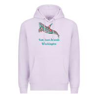 Lilac san juan islands upward orca killer whale native american raglan baseb Premium Hoodie - linhVisuals