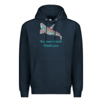 Navy san juan islands upward orca killer whale native american raglan baseb Premium Hoodie - linhVisuals