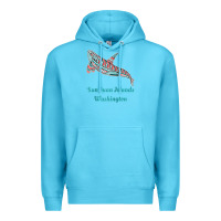 Ocean Blue san juan islands upward orca killer whale native american raglan baseb Premium Hoodie - linhVisuals