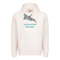 Pale Pink san juan islands upward orca killer whale native american raglan baseb Premium Hoodie - linhVisuals