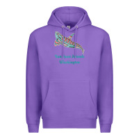 Purple san juan islands upward orca killer whale native american raglan baseb Premium Hoodie - linhVisuals