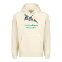 Sandshell san juan islands upward orca killer whale native american raglan baseb Premium Hoodie - linhVisuals