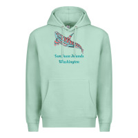 Seafoam san juan islands upward orca killer whale native american raglan baseb Premium Hoodie - linhVisuals