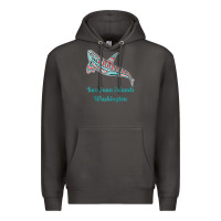 Smoke san juan islands upward orca killer whale native american raglan baseb Premium Hoodie - linhVisuals