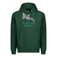 Sports Green san juan islands upward orca killer whale native american raglan baseb Premium Hoodie - linhVisuals
