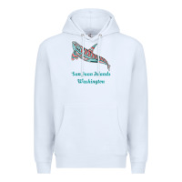 White san juan islands upward orca killer whale native american raglan baseb Premium Hoodie - linhVisuals