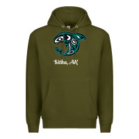 Army Green sitka alaska native american tribal orca killer whale raglan baseball Premium Hoodie - linhVisuals