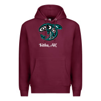 Burgundy sitka alaska native american tribal orca killer whale raglan baseball Premium Hoodie - linhVisuals