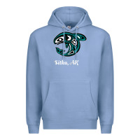 Colony Blue sitka alaska native american tribal orca killer whale raglan baseball Premium Hoodie - linhVisuals