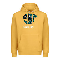 Mustard sitka alaska native american tribal orca killer whale raglan baseball Premium Hoodie - linhVisuals