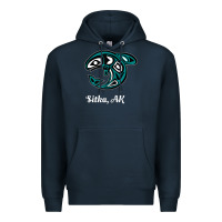 Navy sitka alaska native american tribal orca killer whale raglan baseball Premium Hoodie - linhVisuals