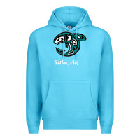 Ocean Blue sitka alaska native american tribal orca killer whale raglan baseball Premium Hoodie - linhVisuals