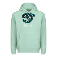 Seafoam sitka alaska native american tribal orca killer whale raglan baseball Premium Hoodie - linhVisuals