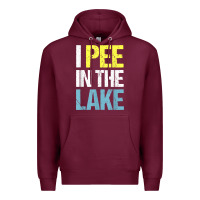 Burgundy i pee in the lake funny summer vacation t shirt Premium Hoodie - linhVisuals