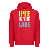 Red i pee in the lake funny summer vacation t shirt Premium Hoodie - linhVisuals