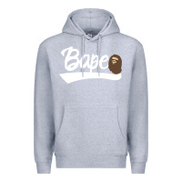 Heather Grey bape text Premium Hoodie - linhVisuals