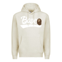 Oatmeal Heather bape text Premium Hoodie - linhVisuals