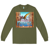 Army Green dinosaur pterodactyl Long Sleeve Tee - Artiststas