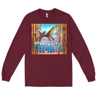 Burgundy dinosaur pterodactyl Long Sleeve Tee - Artiststas