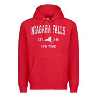 Red niagara falls new york ny vintage athletic sports design t shirt Premium Hoodie - linhVisuals