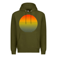 Army Green retro sunset Premium Hoodie - linhVisuals