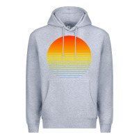 Heather Grey retro sunset Premium Hoodie - linhVisuals