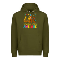 Army Green 44 years old birthday sloth dabbing 44th birthday sloth Premium Hoodie - linhVisuals