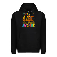 Black 44 years old birthday sloth dabbing 44th birthday sloth Premium Hoodie - linhVisuals