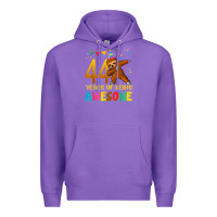Purple 44 years old birthday sloth dabbing 44th birthday sloth Premium Hoodie - linhVisuals