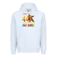 White 44 years old birthday sloth dabbing 44th birthday sloth Premium Hoodie - linhVisuals