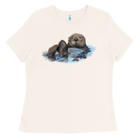 Bone california sea otter Ladies Tee - LillyAllenDesigns
