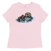 Bubblegum Pink california sea otter Ladies Tee - LillyAllenDesigns