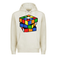 Oatmeal Heather rubik cube Premium Hoodie - linhVisuals