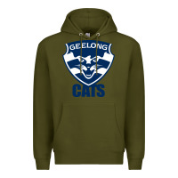 Army Green geelong cats Premium Hoodie - linhVisuals