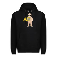 Black funny sloth wearing sunglasses playing french horn Premium Hoodie - linhVisuals